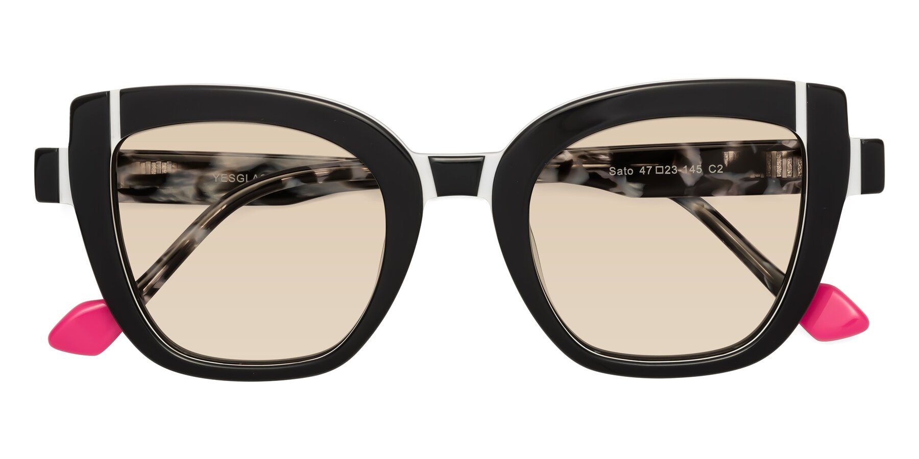 Folded Front of Sato in Black-White with Light Brown Tinted Lenses