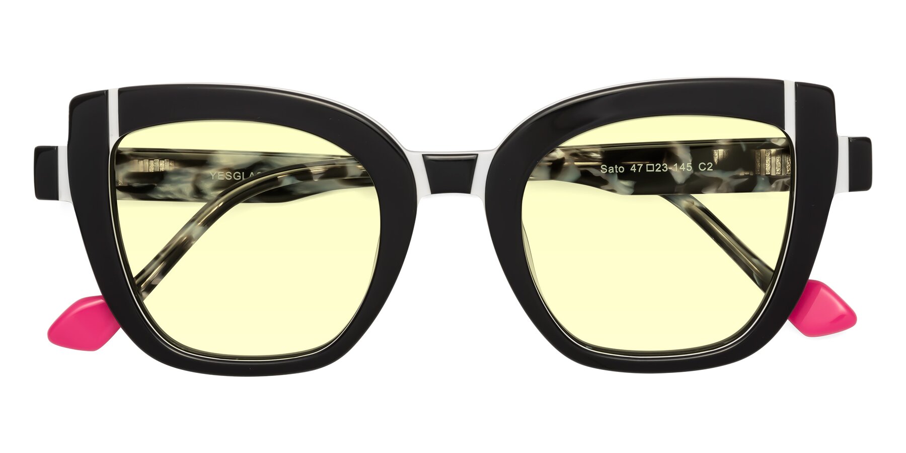 Folded Front of Sato in Black-White with Light Yellow Tinted Lenses