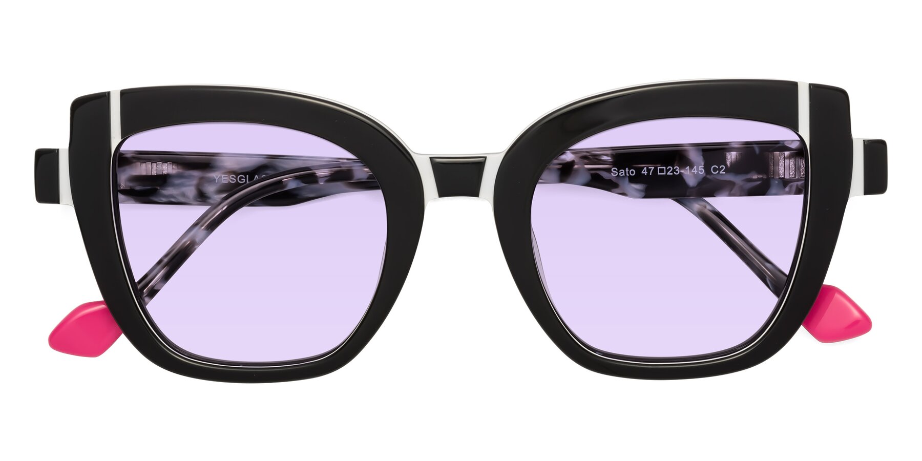 Folded Front of Sato in Black-White with Light Purple Tinted Lenses