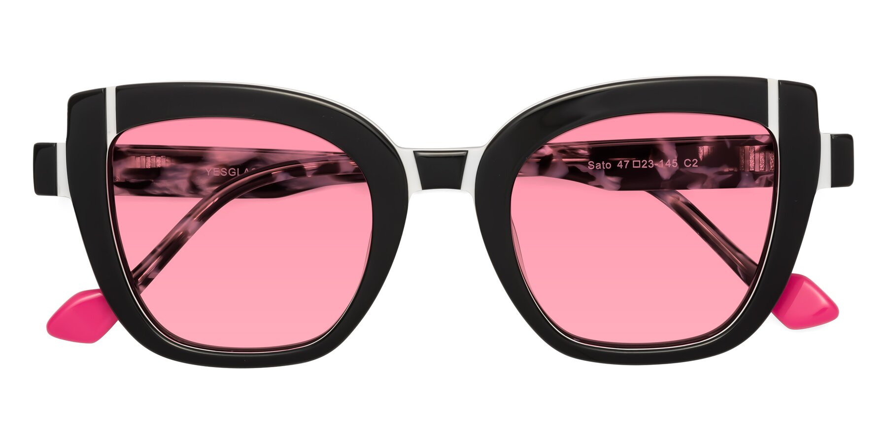 Folded Front of Sato in Black-White with Pink Tinted Lenses