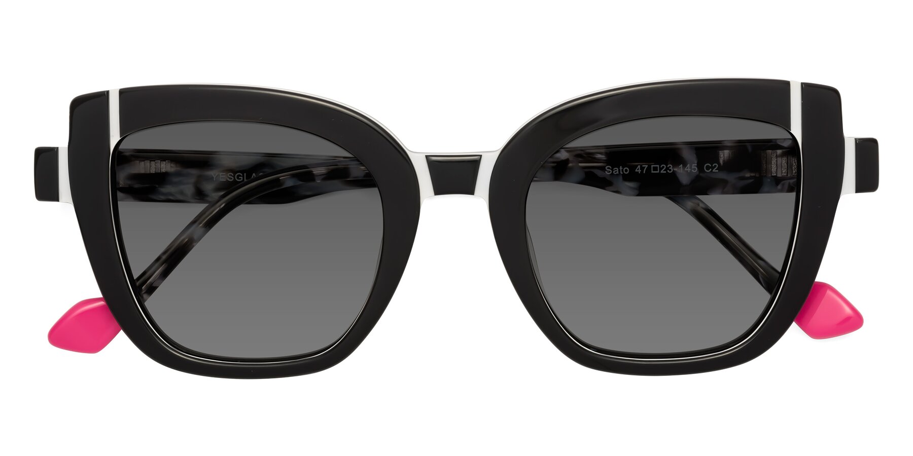 Folded Front of Sato in Black-White with Medium Gray Tinted Lenses
