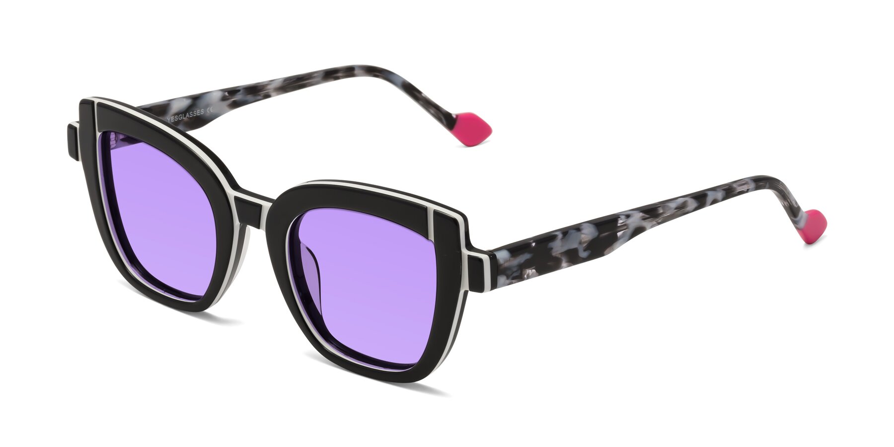 Angle of Sato in Black-White with Medium Purple Tinted Lenses
