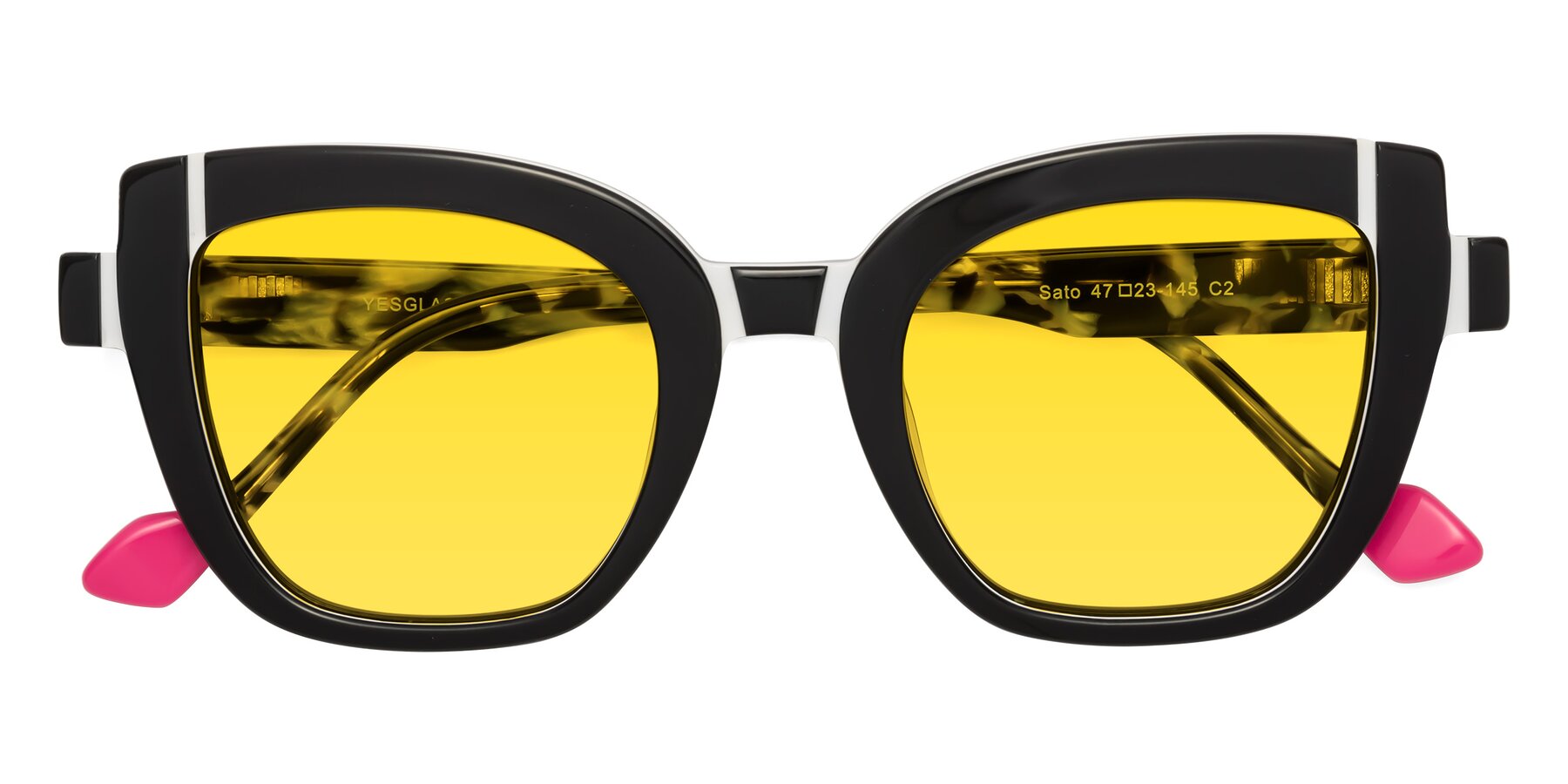 Folded Front of Sato in Black-White with Yellow Tinted Lenses