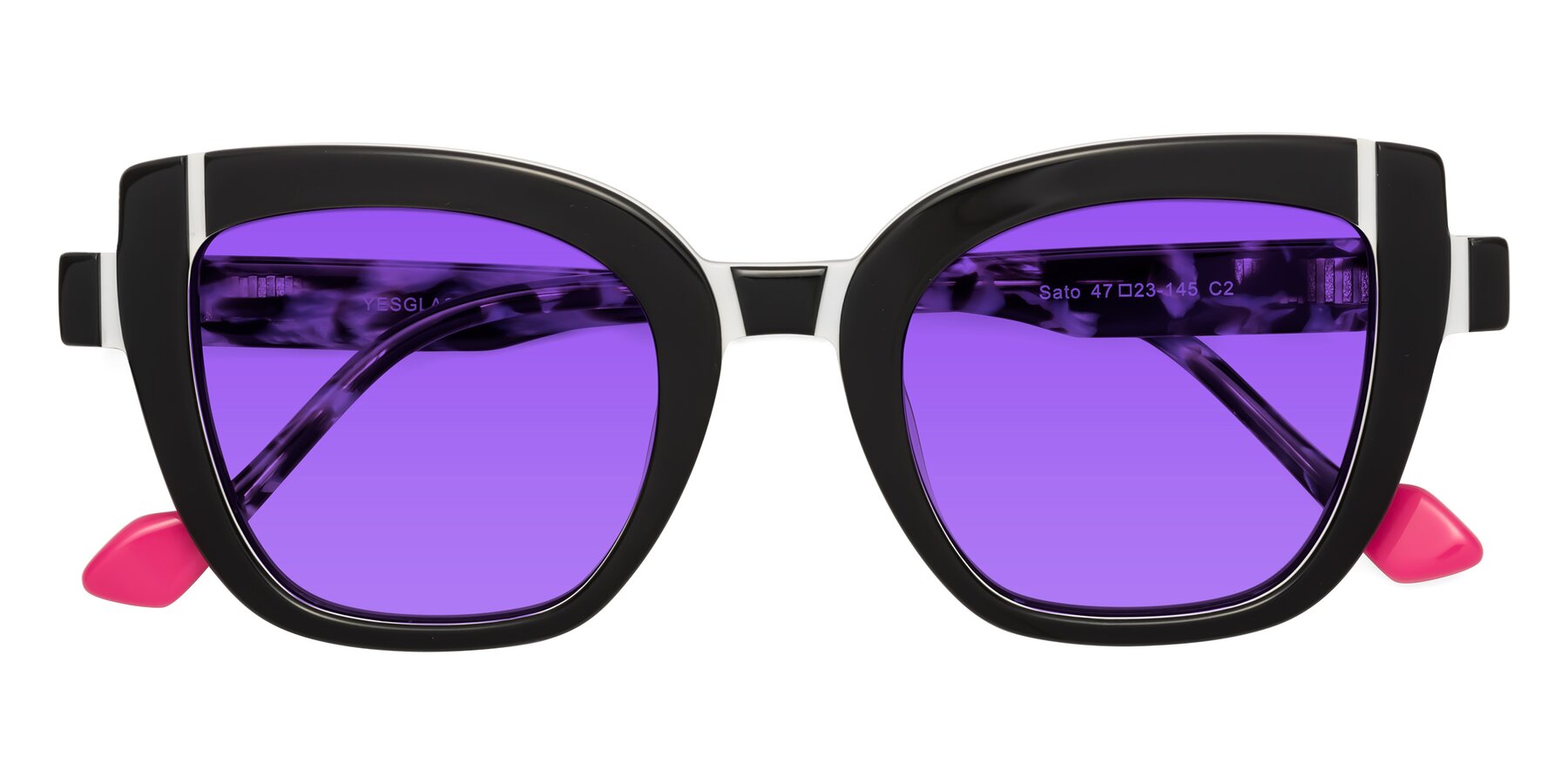 Folded Front of Sato in Black-White with Purple Tinted Lenses