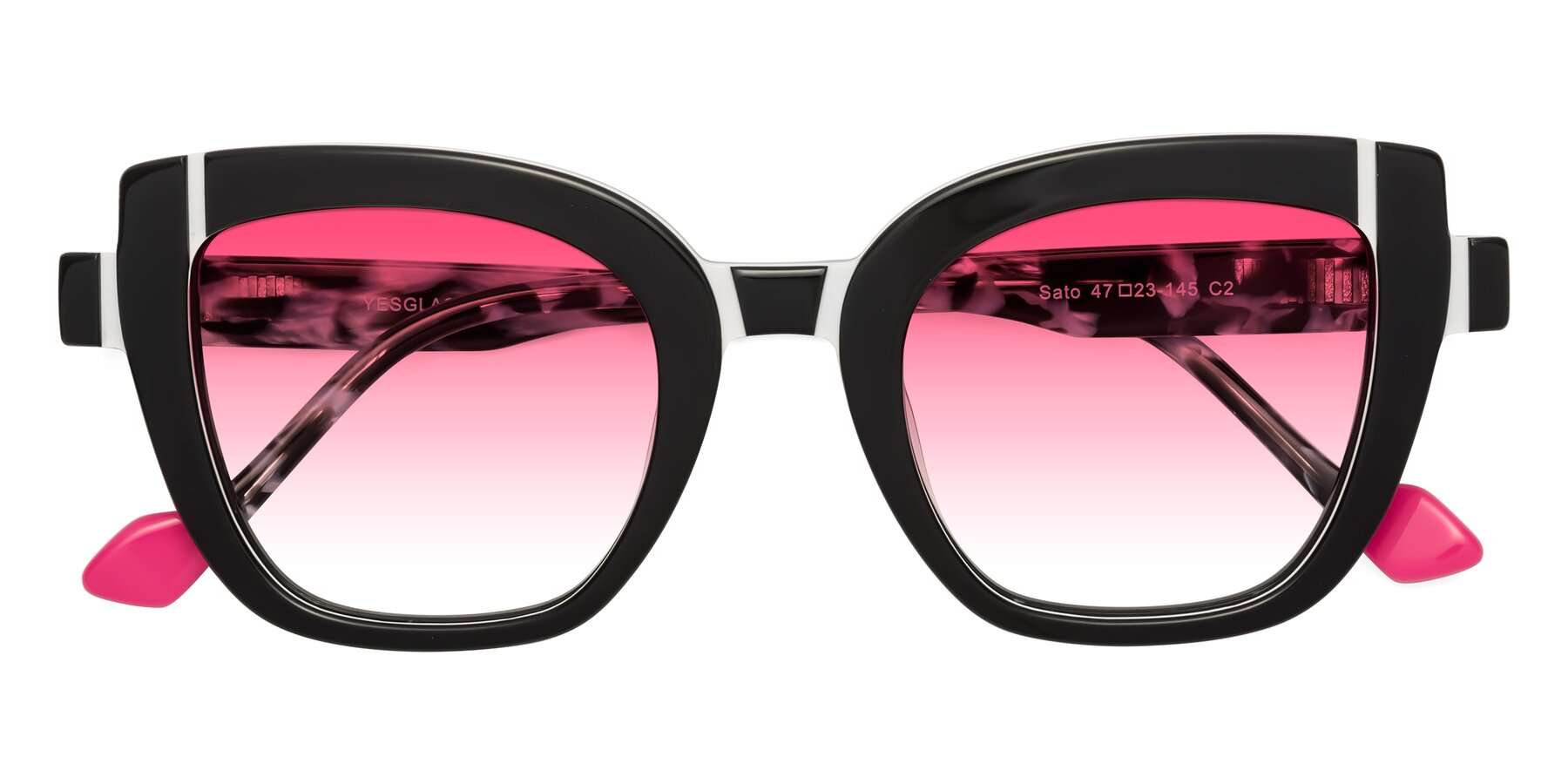 Folded Front of Sato in Black-White with Pink Gradient Lenses