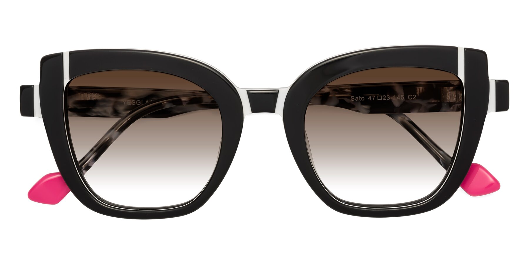 Folded Front of Sato in Black-White with Brown Gradient Lenses