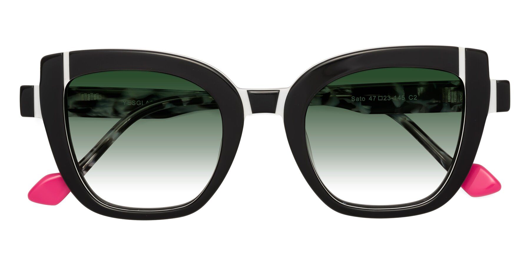 Folded Front of Sato in Black-White with Green Gradient Lenses