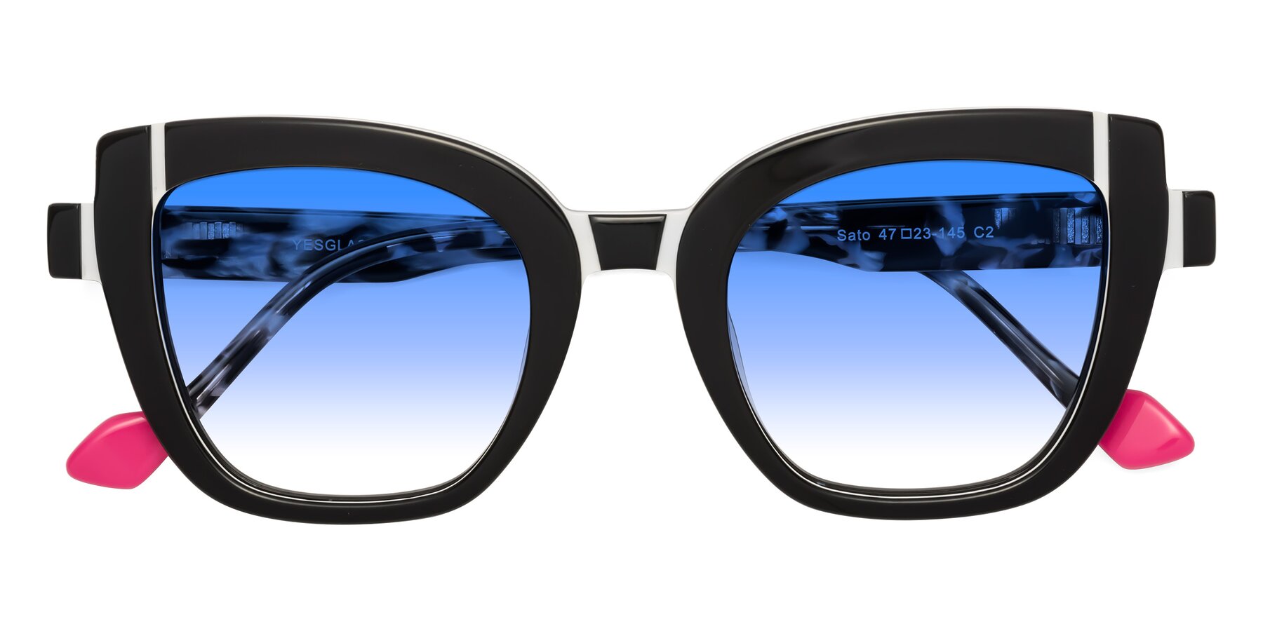 Folded Front of Sato in Black-White with Blue Gradient Lenses