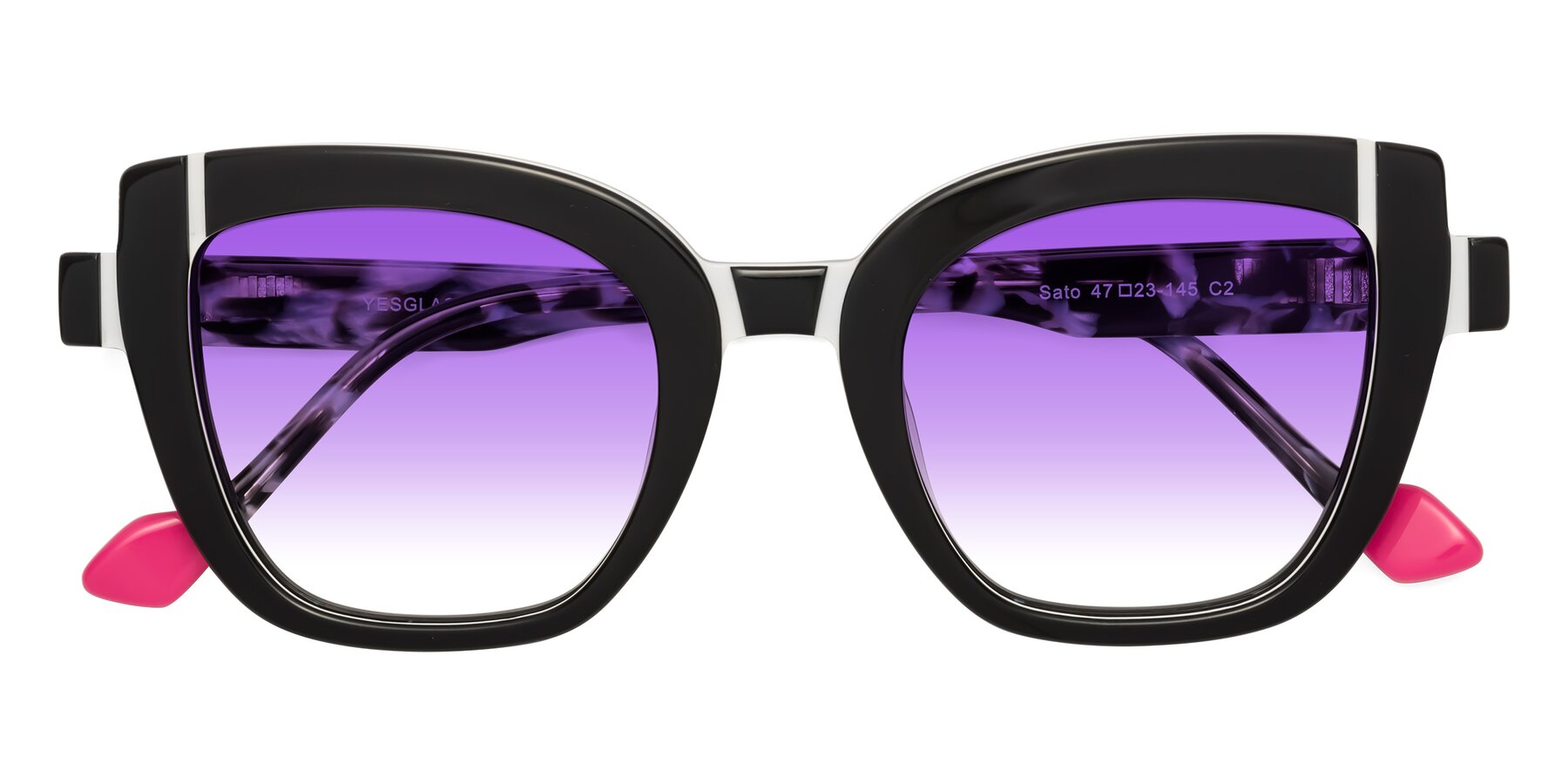 Folded Front of Sato in Black-White with Purple Gradient Lenses