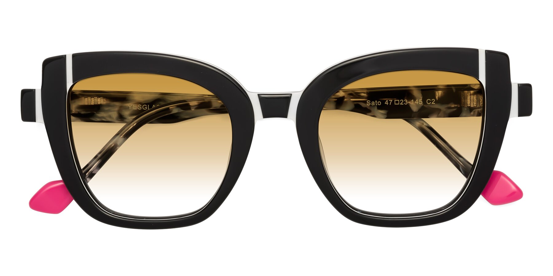 Folded Front of Sato in Black-White with Champagne Gradient Lenses