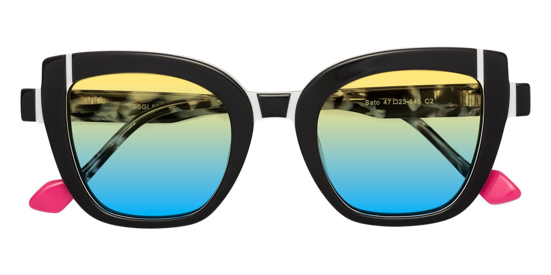 Folded Front of Sato in Black-White with Yellow / Blue Gradient Lenses