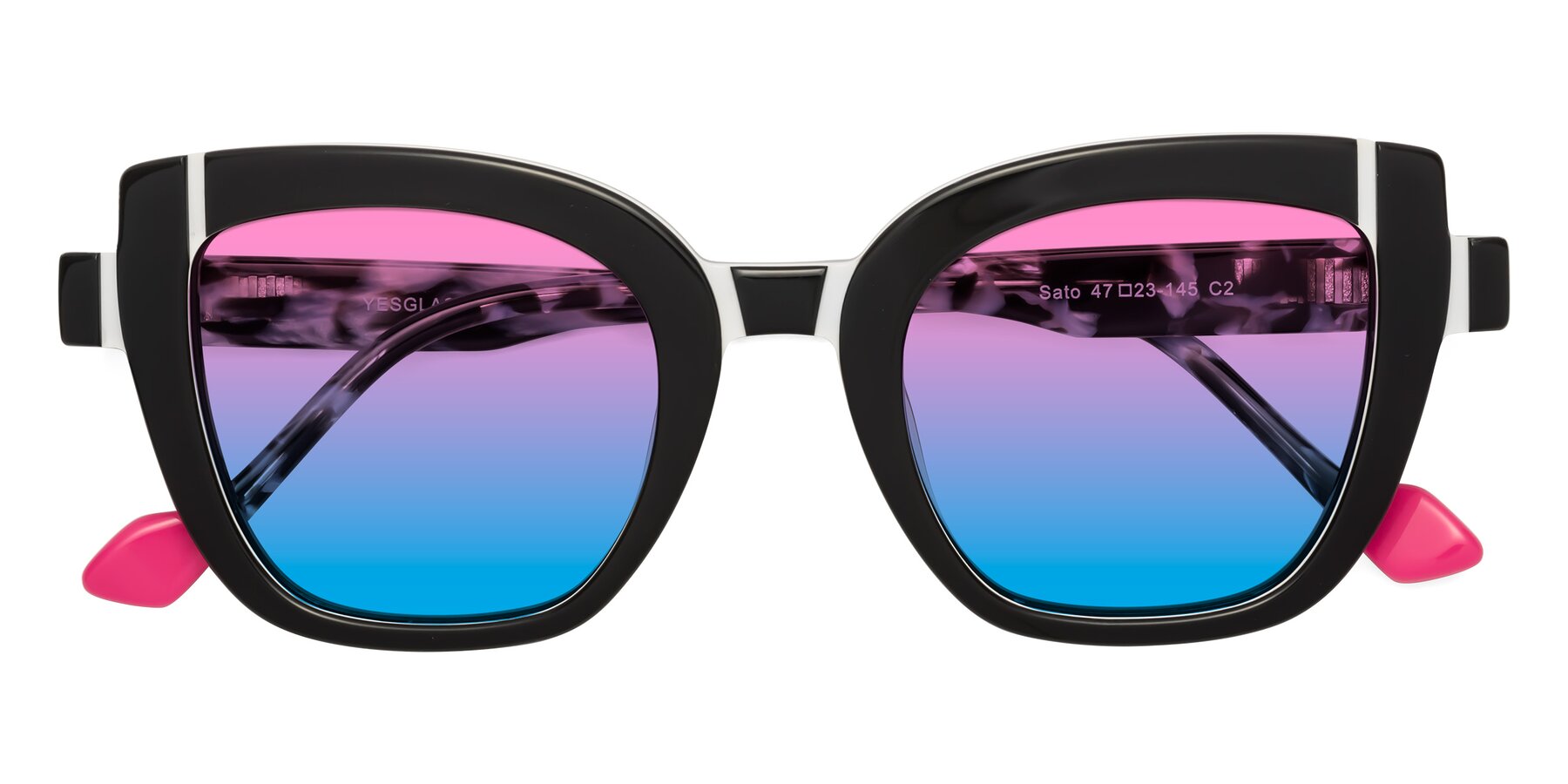 Folded Front of Sato in Black-White with Pink / Blue Gradient Lenses
