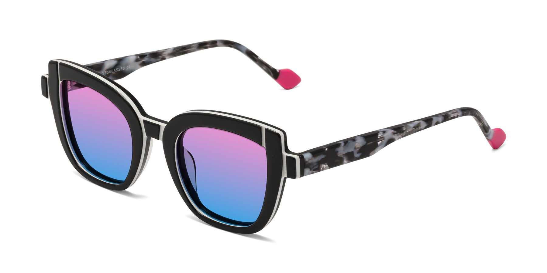 Angle of Sato in Black-White with Pink / Blue Gradient Lenses