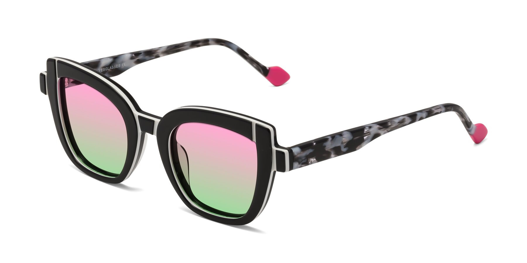 Angle of Sato in Black-White with Pink / Green Gradient Lenses