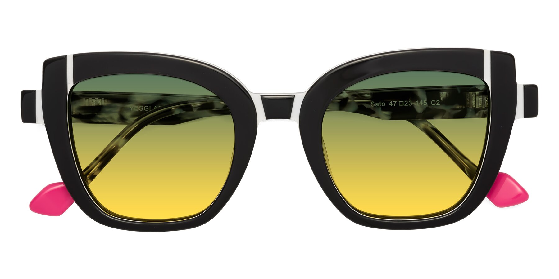 Folded Front of Sato in Black-White with Green / Yellow Gradient Lenses