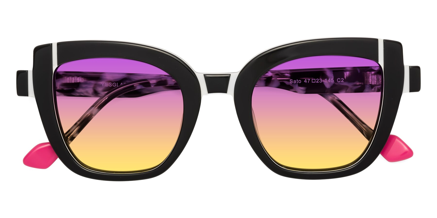 Folded Front of Sato in Black-White with Purple / Yellow Gradient Lenses