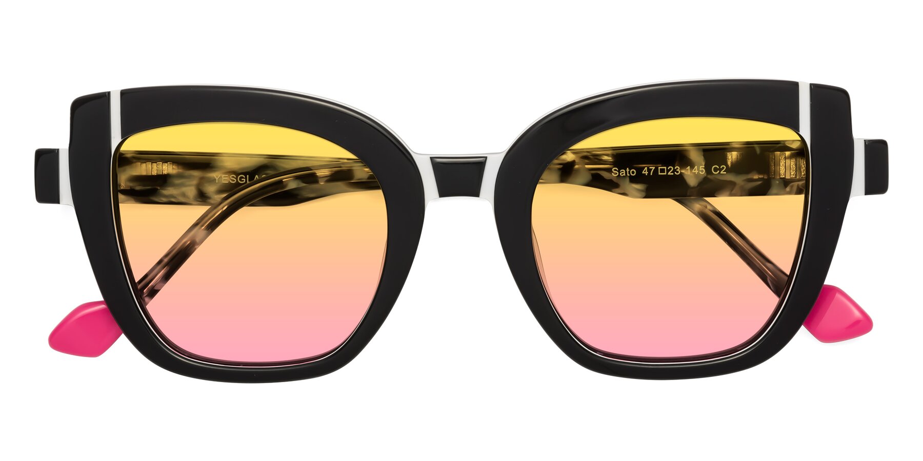 Folded Front of Sato in Black-White with Yellow / Pink Gradient Lenses