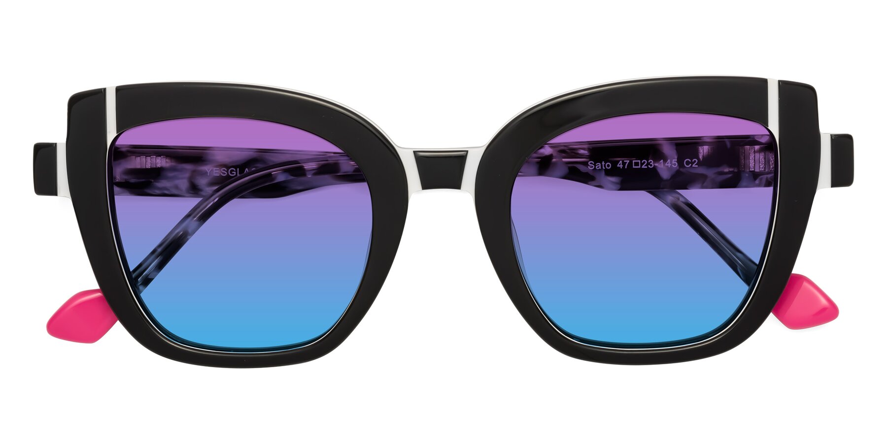 Folded Front of Sato in Black-White with Purple / Blue Gradient Lenses
