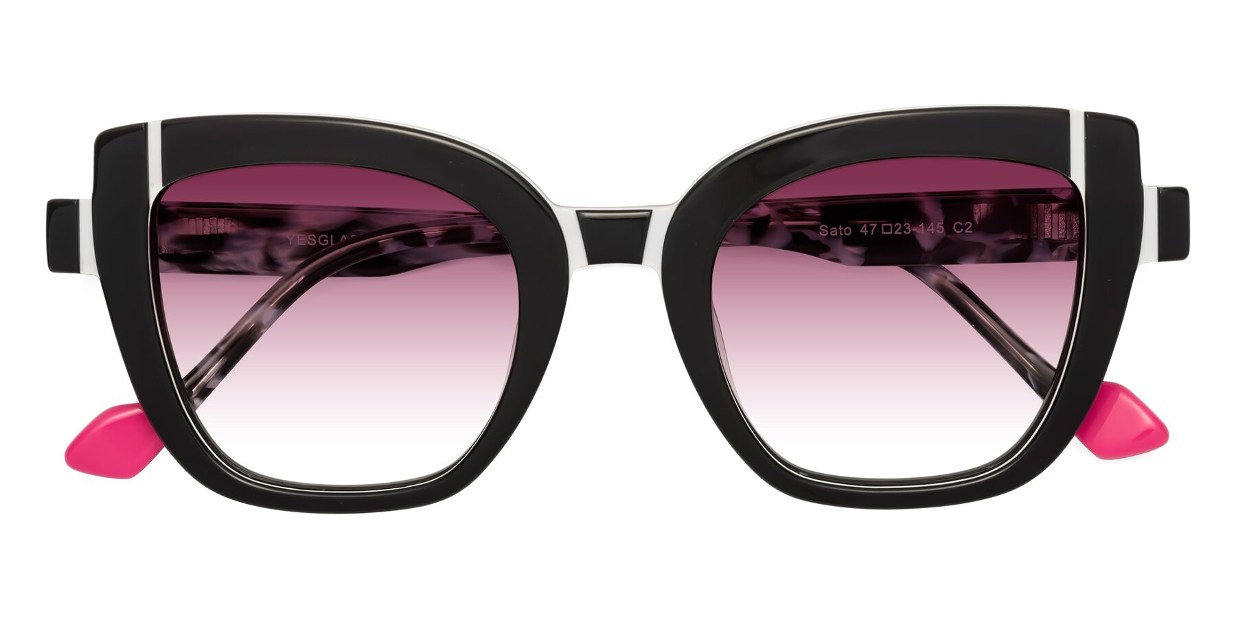 Folded Front of Sato in Black-White with Wine Gradient Lenses