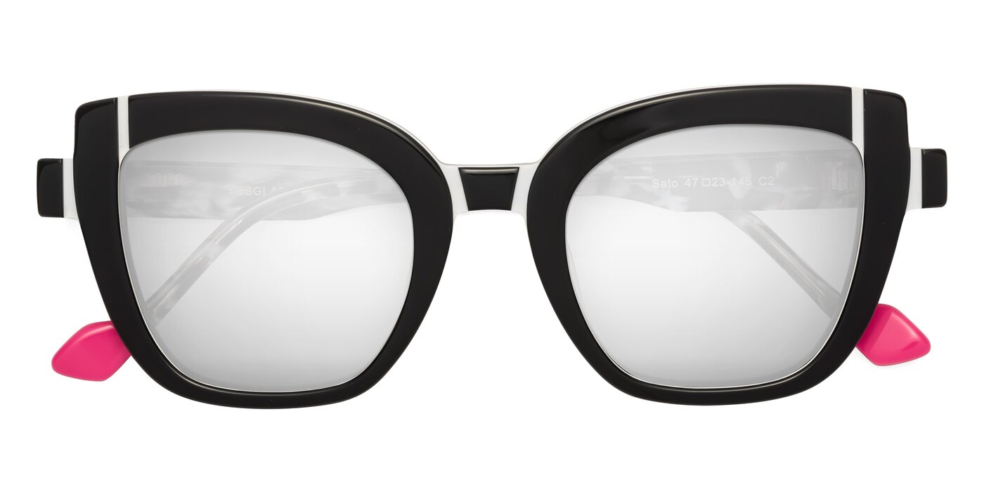 Sato - Black / White Flash Mirrored Sunglasses