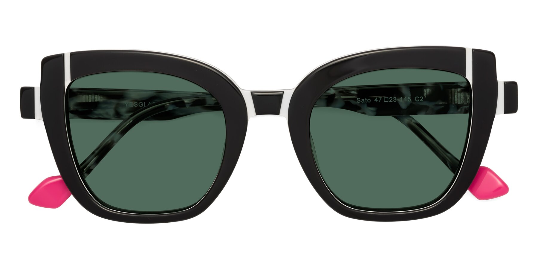 Folded Front of Sato in Black-White with Green Polarized Lenses