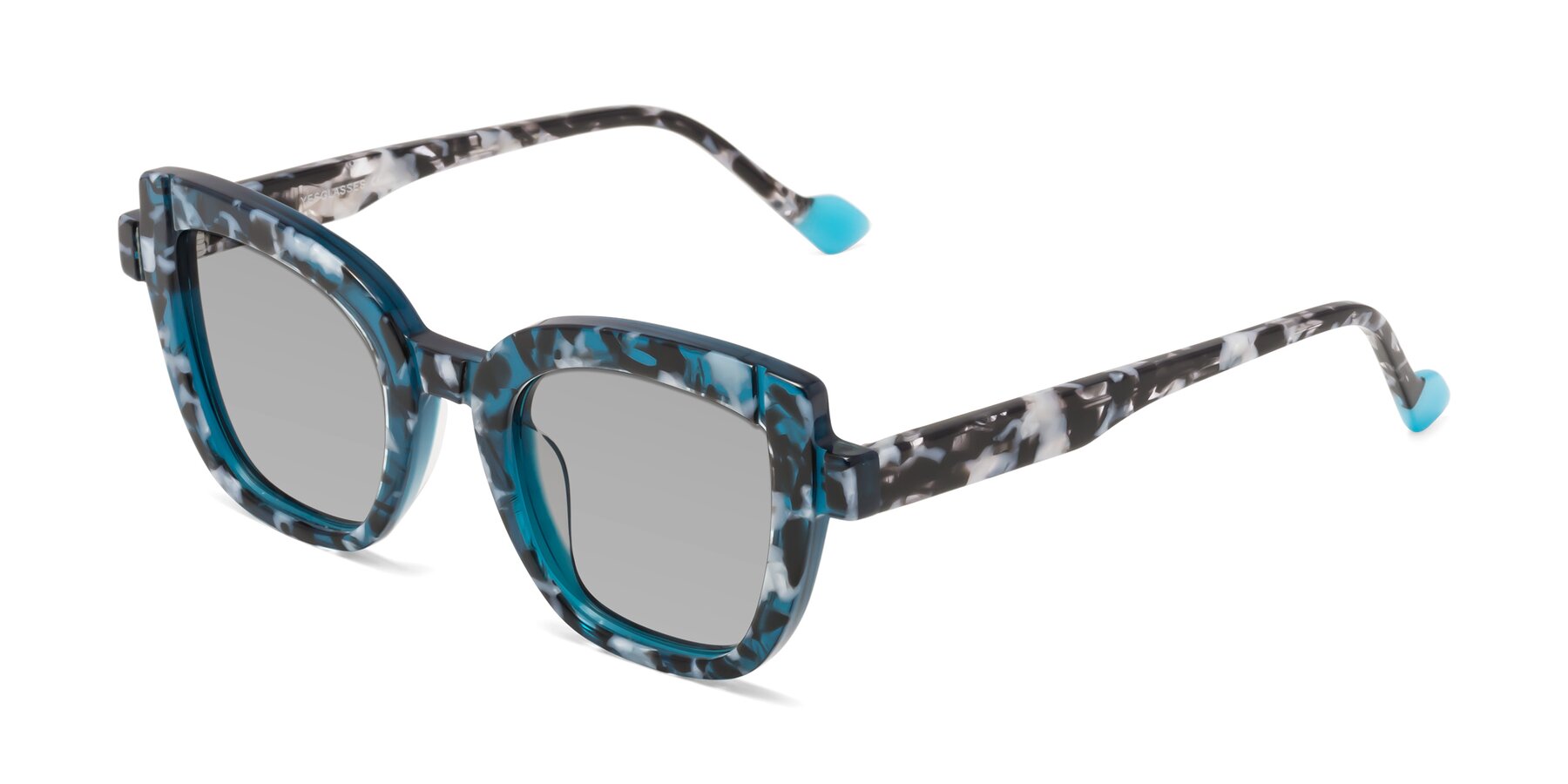 Angle of Sato in Tortoise Blue with Light Gray Tinted Lenses