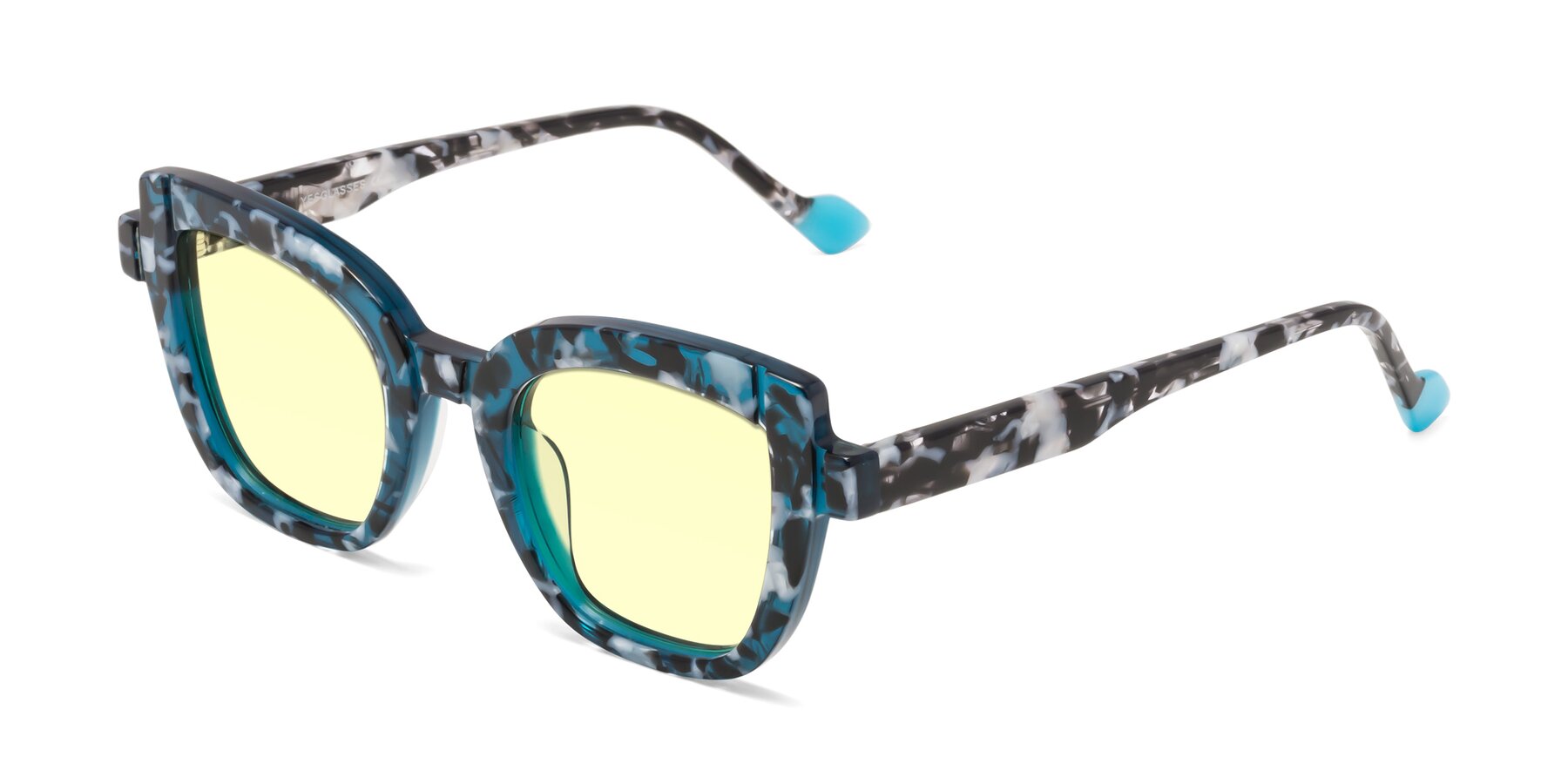 Angle of Sato in Tortoise Blue with Light Yellow Tinted Lenses