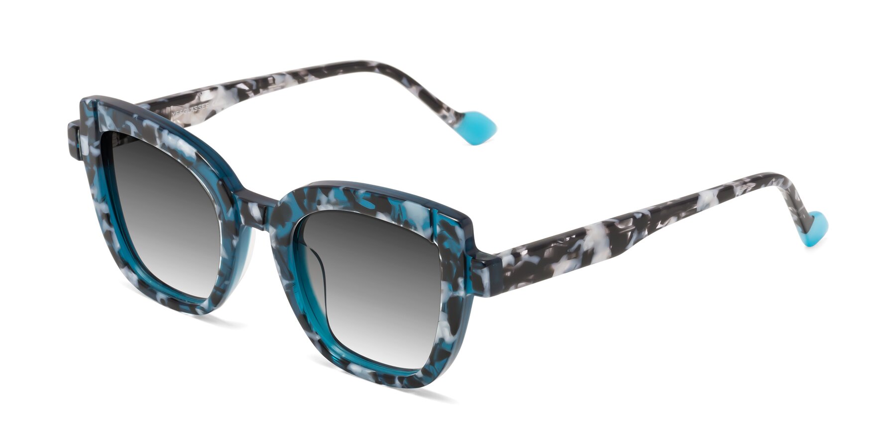 Angle of Sato in Tortoise Blue with Gray Gradient Lenses