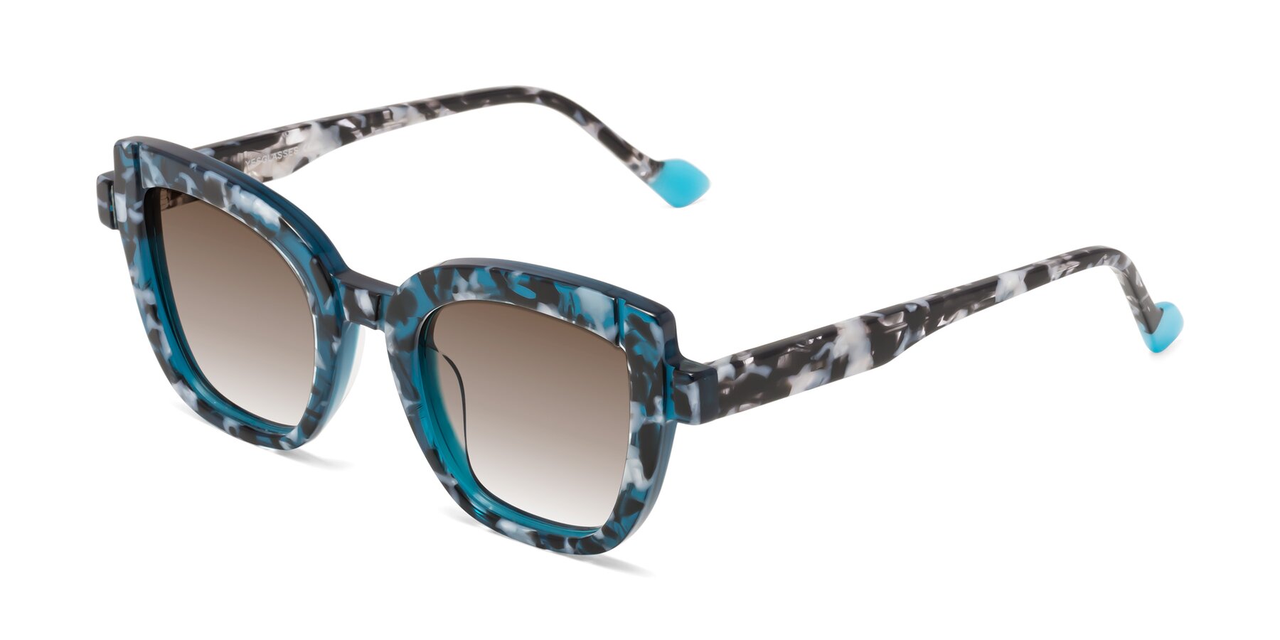 Angle of Sato in Tortoise Blue with Brown Gradient Lenses
