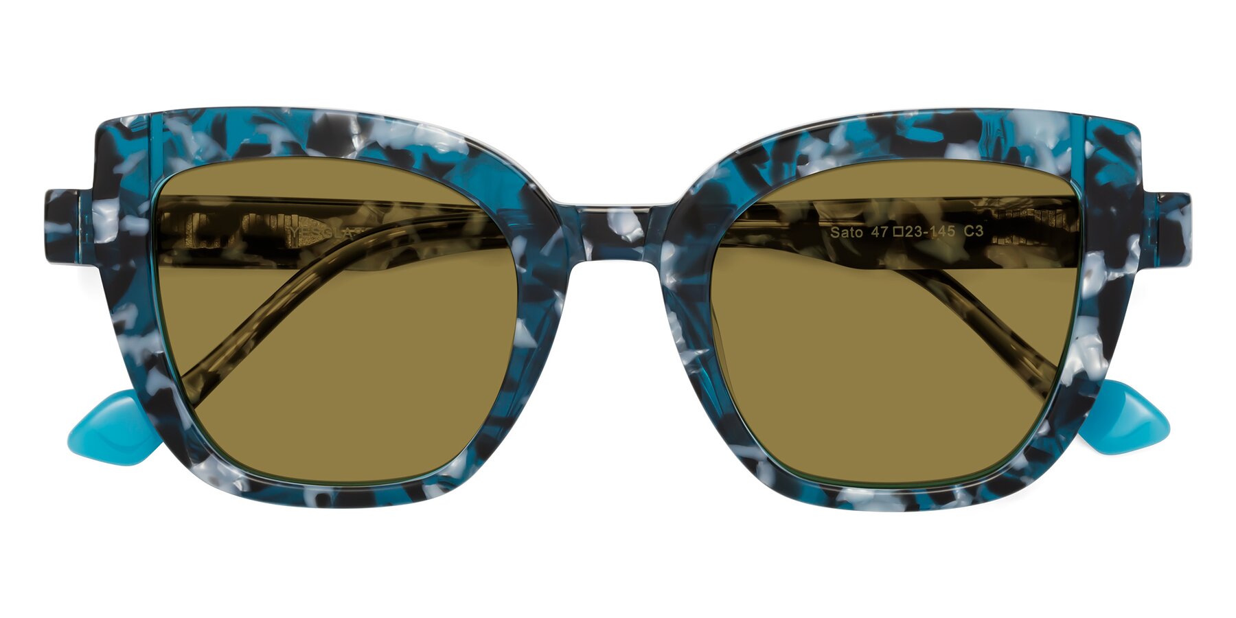 Folded Front of Sato in Tortoise Blue with Brown Polarized Lenses