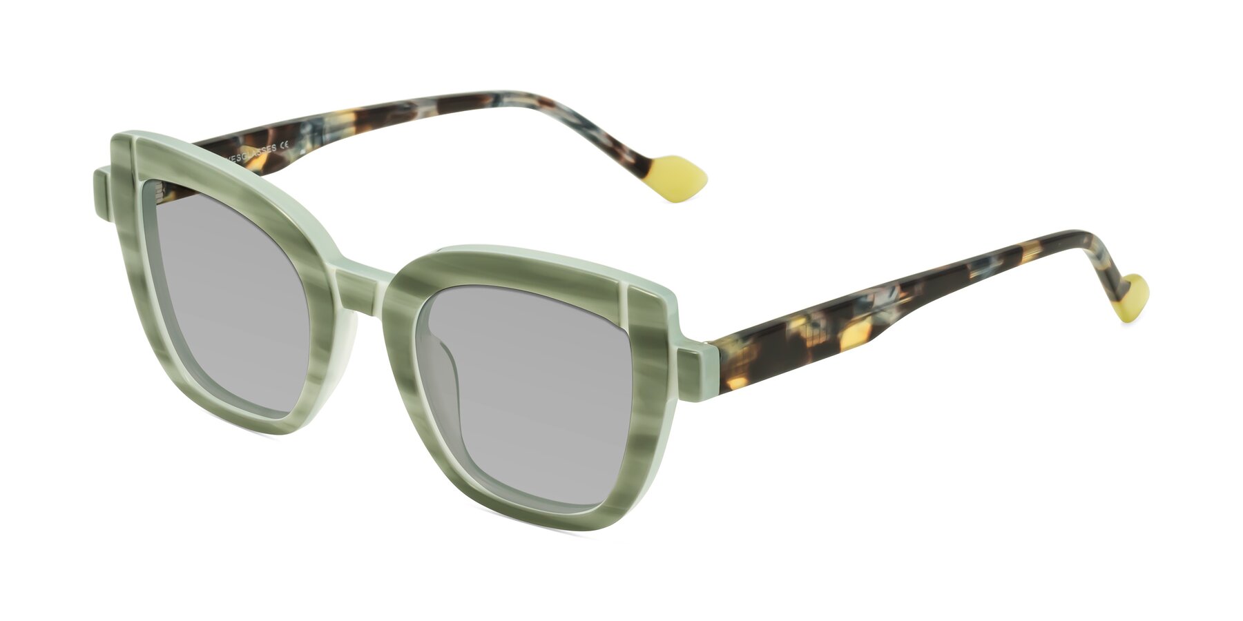 Angle of Sato in Stripe Green with Light Gray Tinted Lenses