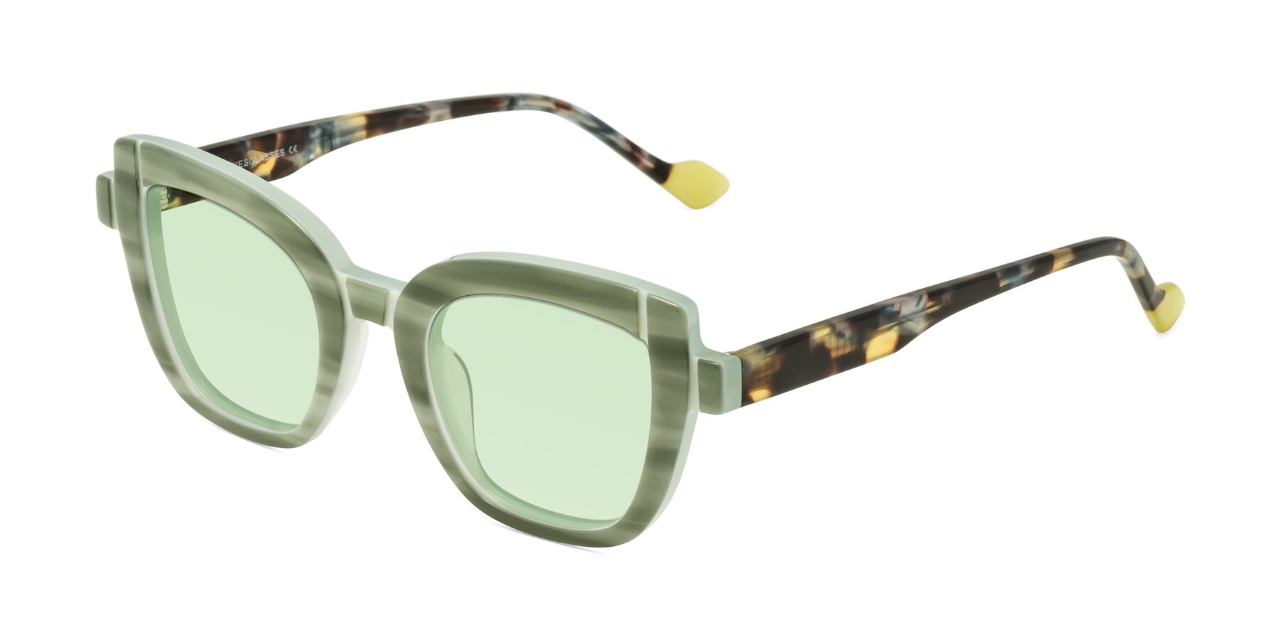 Angle of Sato in Stripe Green with Light Green Tinted Lenses