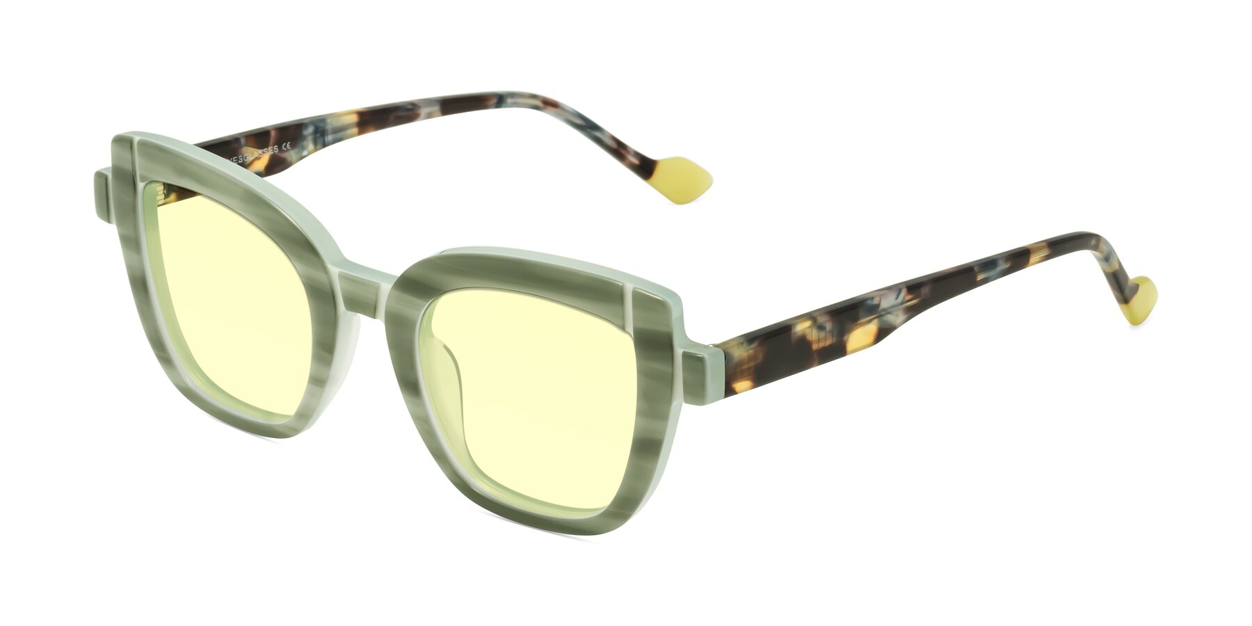 Angle of Sato in Stripe Green with Light Yellow Tinted Lenses