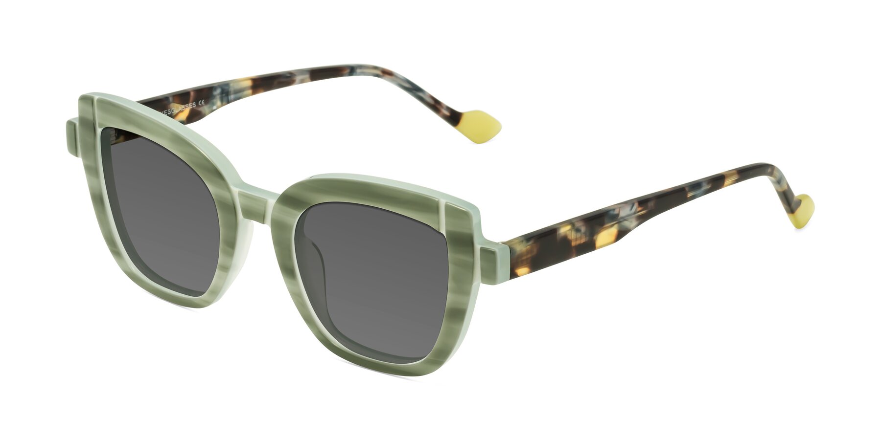 Angle of Sato in Stripe Green with Medium Gray Tinted Lenses