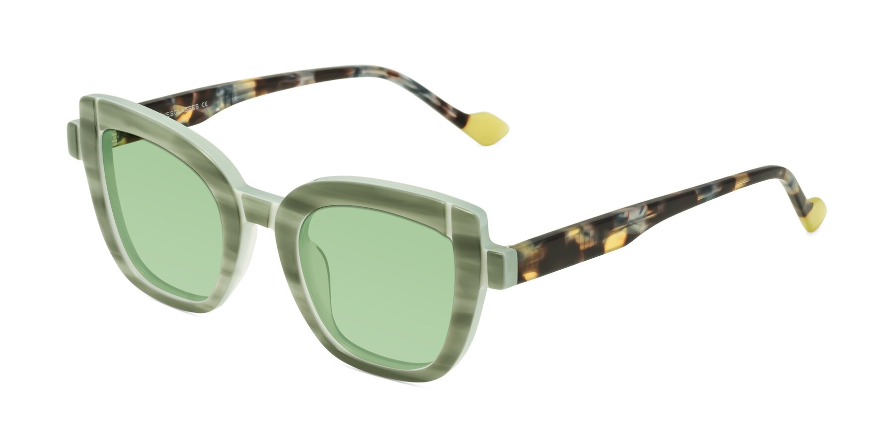 Angle of Sato in Stripe Green with Medium Green Tinted Lenses