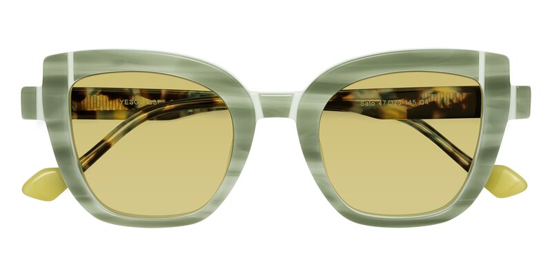 Sato - Stripe Green Tinted Sunglasses