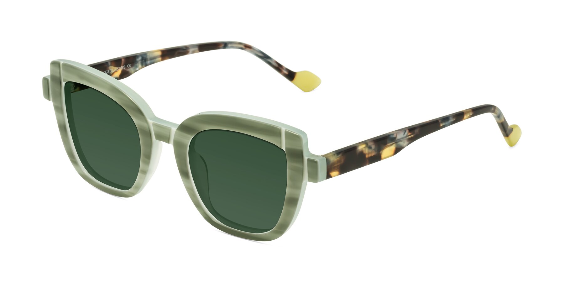 Angle of Sato in Stripe Green with Green Tinted Lenses