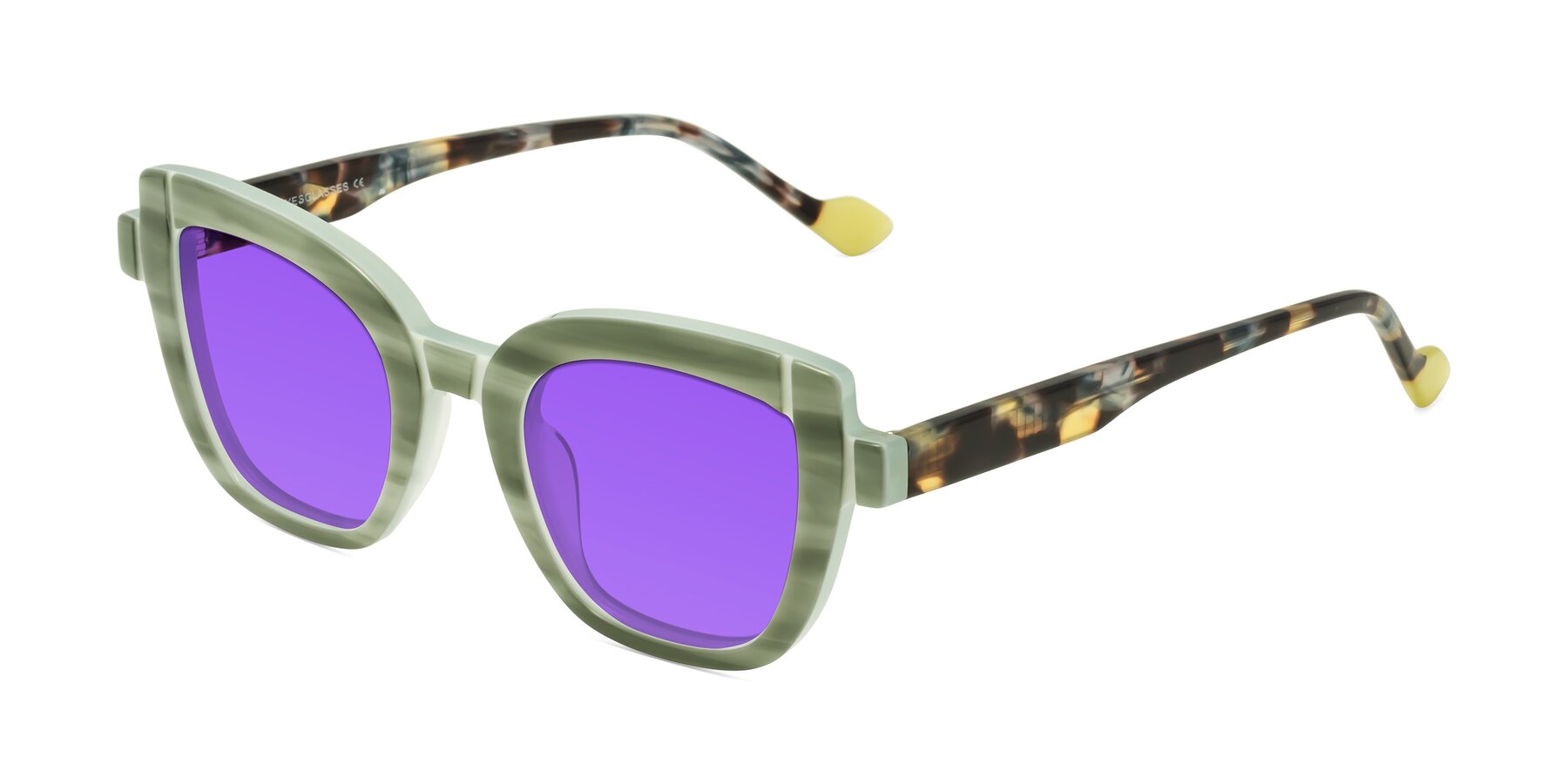 Angle of Sato in Stripe Green with Purple Tinted Lenses