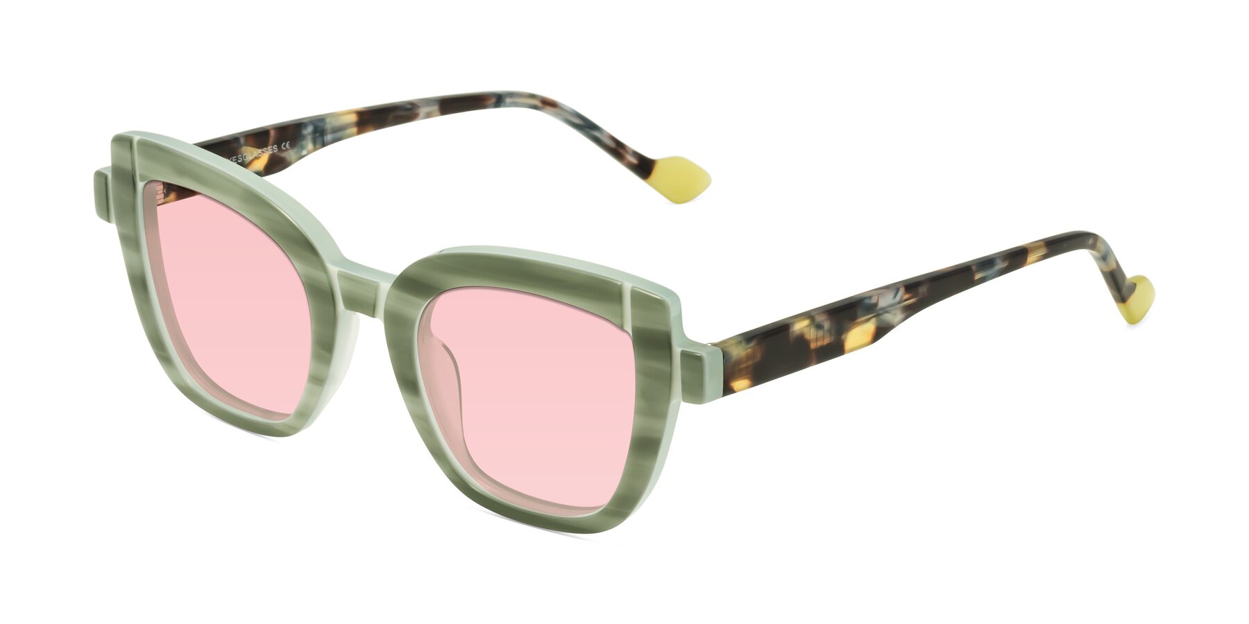 Angle of Sato in Stripe Green with Light Garnet Tinted Lenses