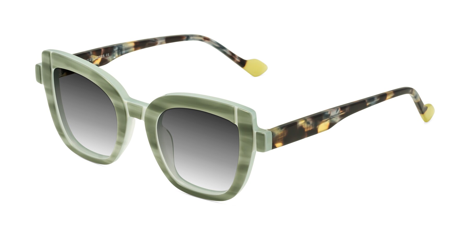Angle of Sato in Stripe Green with Gray Gradient Lenses