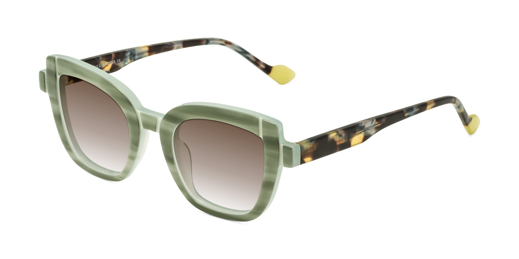 Angle of Sato in Stripe Green with Brown Gradient Lenses