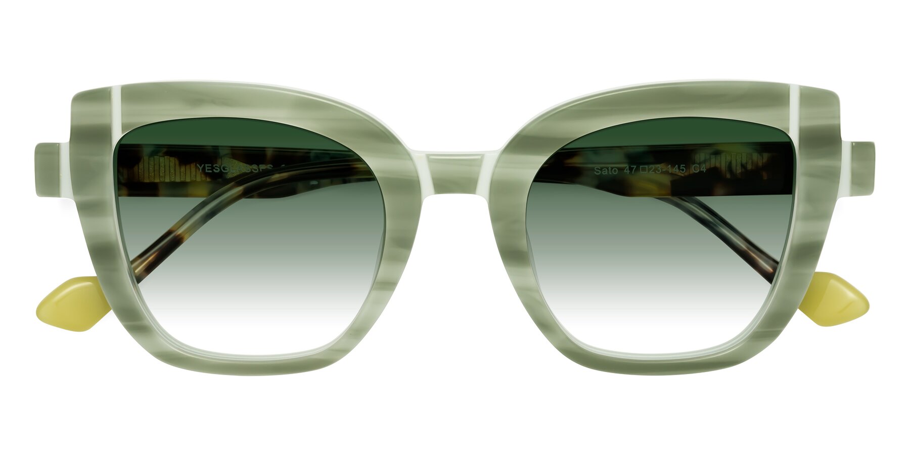 Folded Front of Sato in Stripe Green with Green Gradient Lenses