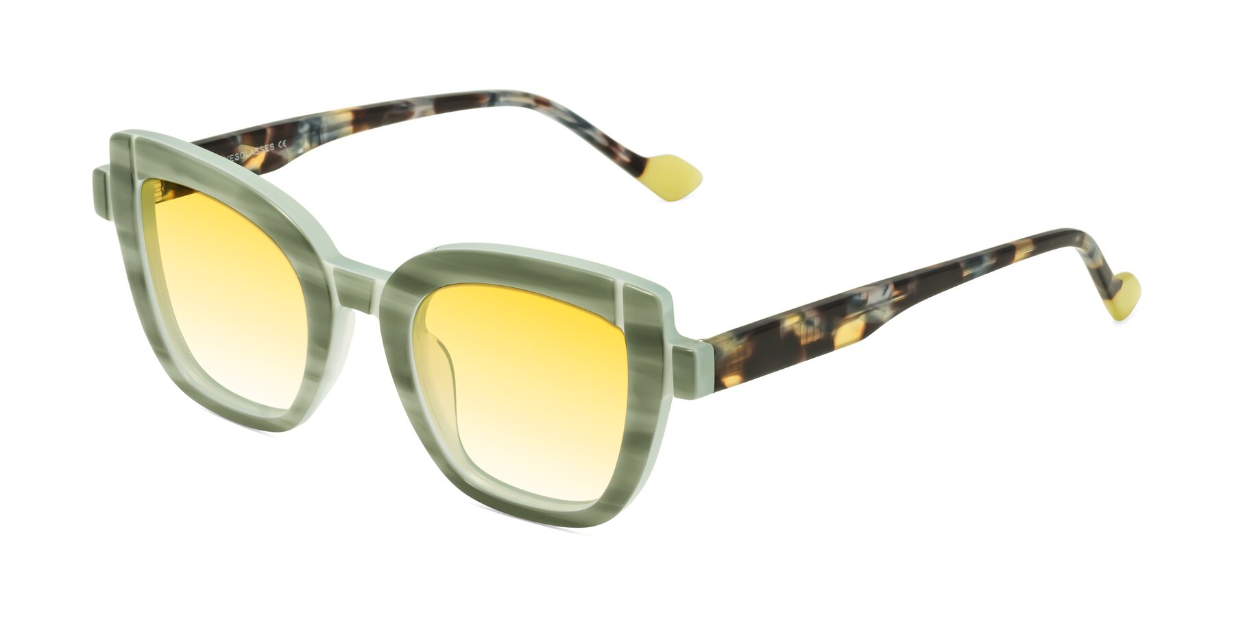 Angle of Sato in Stripe Green with Yellow Gradient Lenses