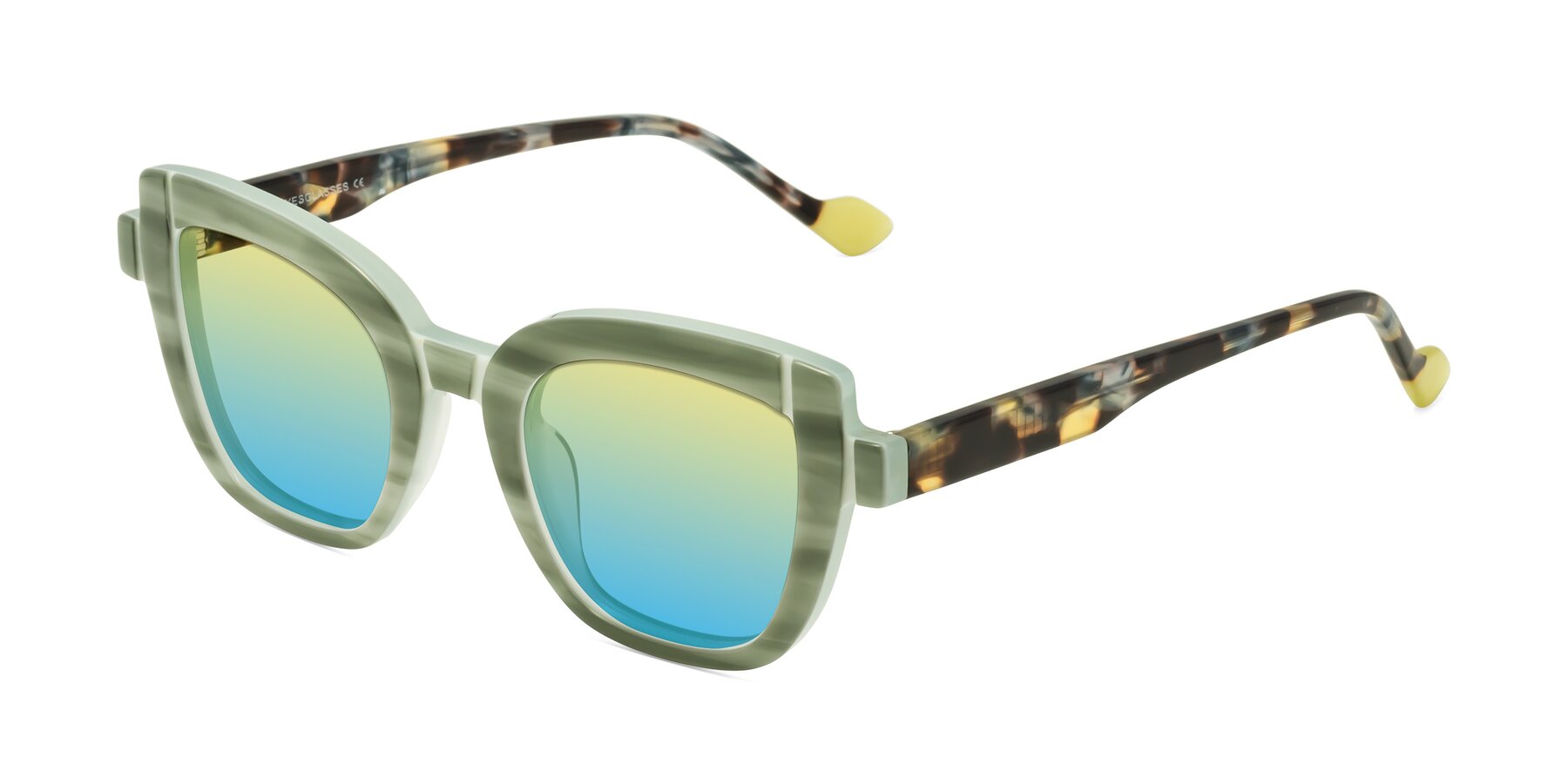 Angle of Sato in Stripe Green with Yellow / Blue Gradient Lenses