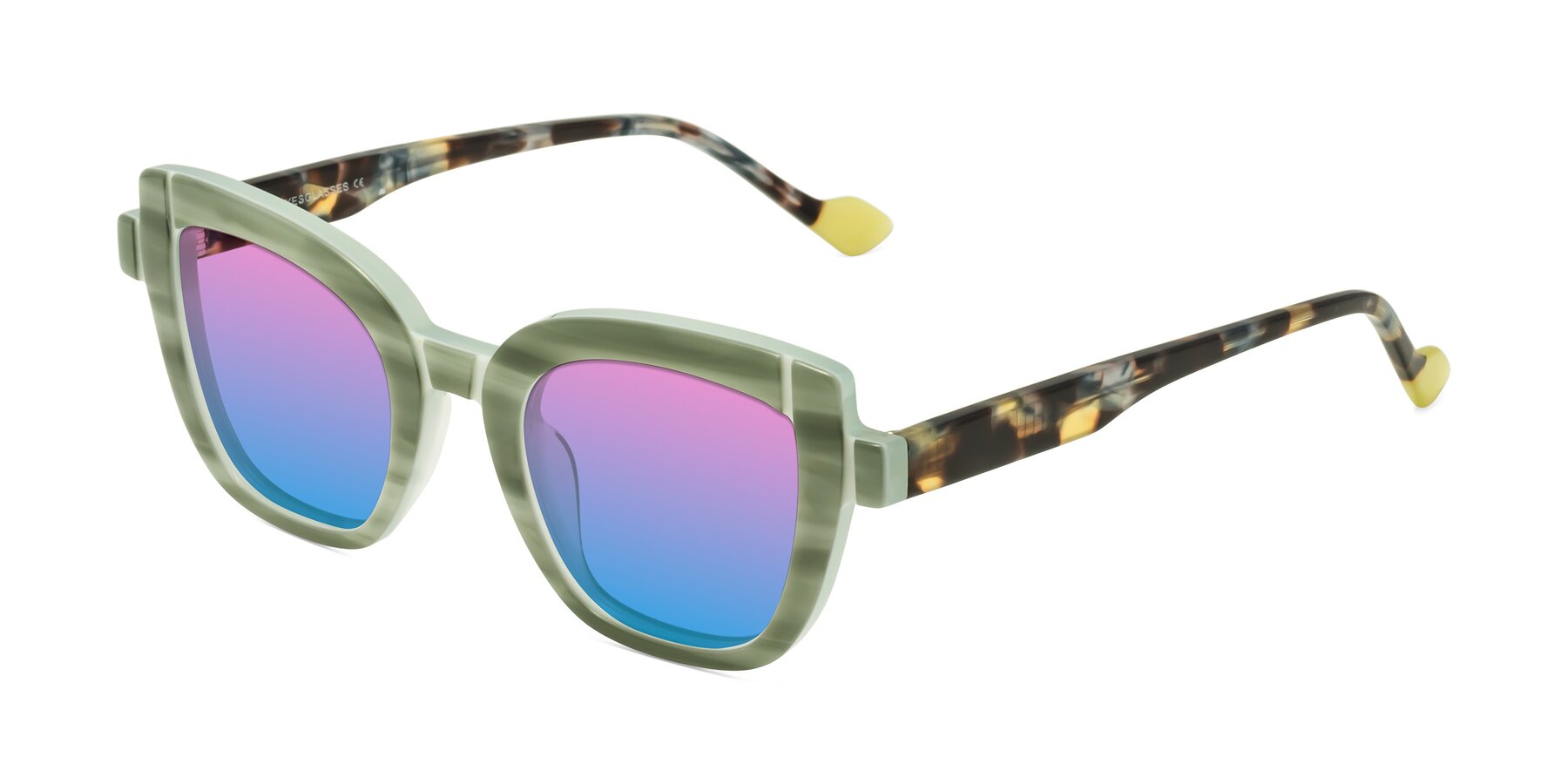 Angle of Sato in Stripe Green with Pink / Blue Gradient Lenses