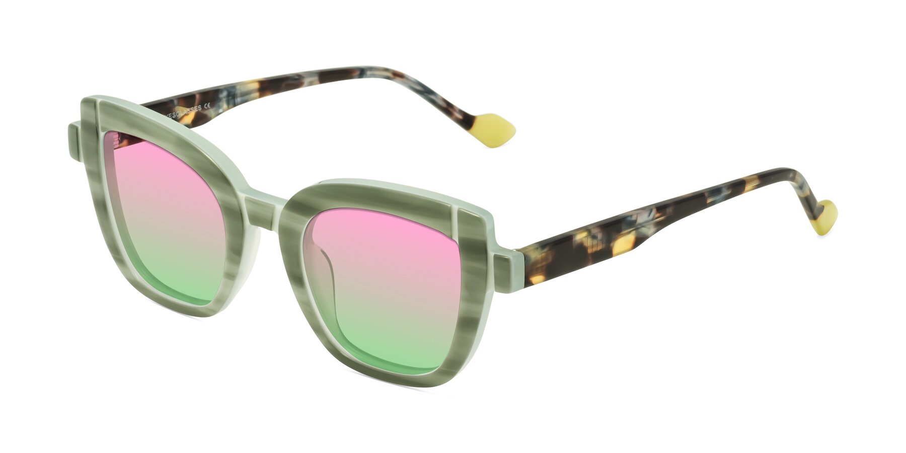Angle of Sato in Stripe Green with Pink / Green Gradient Lenses
