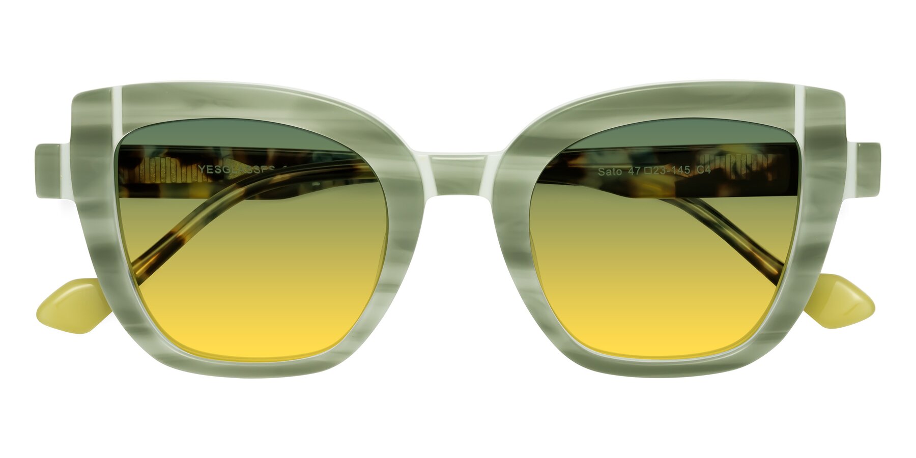 Folded Front of Sato in Stripe Green with Green / Yellow Gradient Lenses