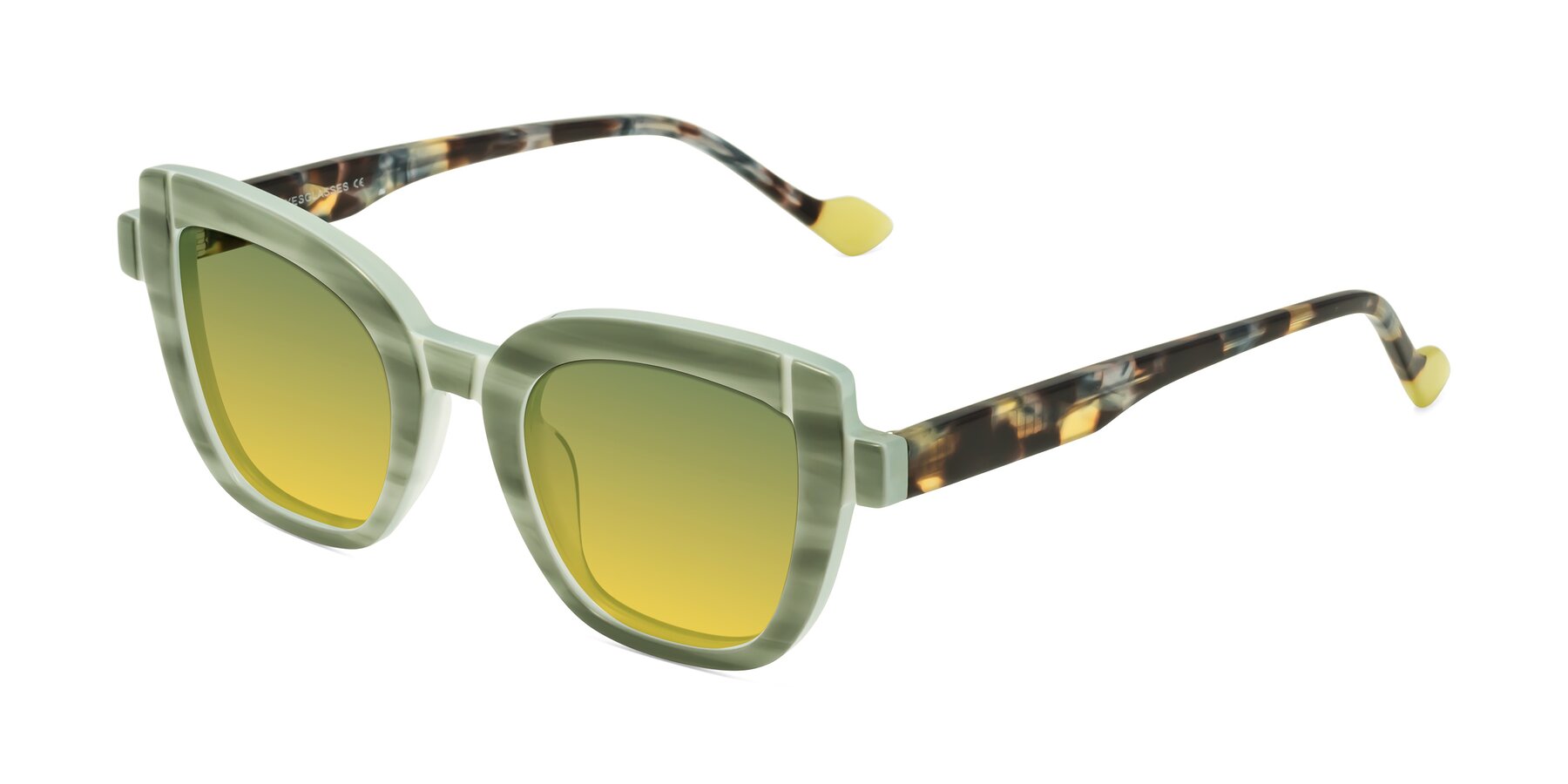 Angle of Sato in Stripe Green with Green / Yellow Gradient Lenses
