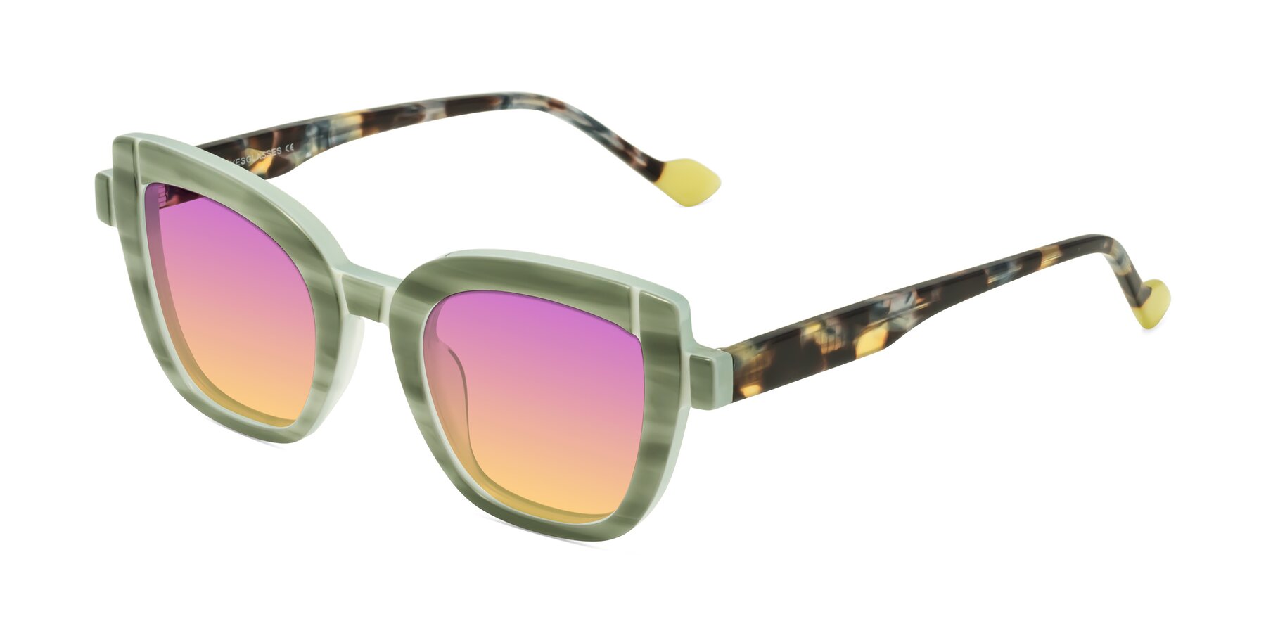 Angle of Sato in Stripe Green with Purple / Yellow Gradient Lenses
