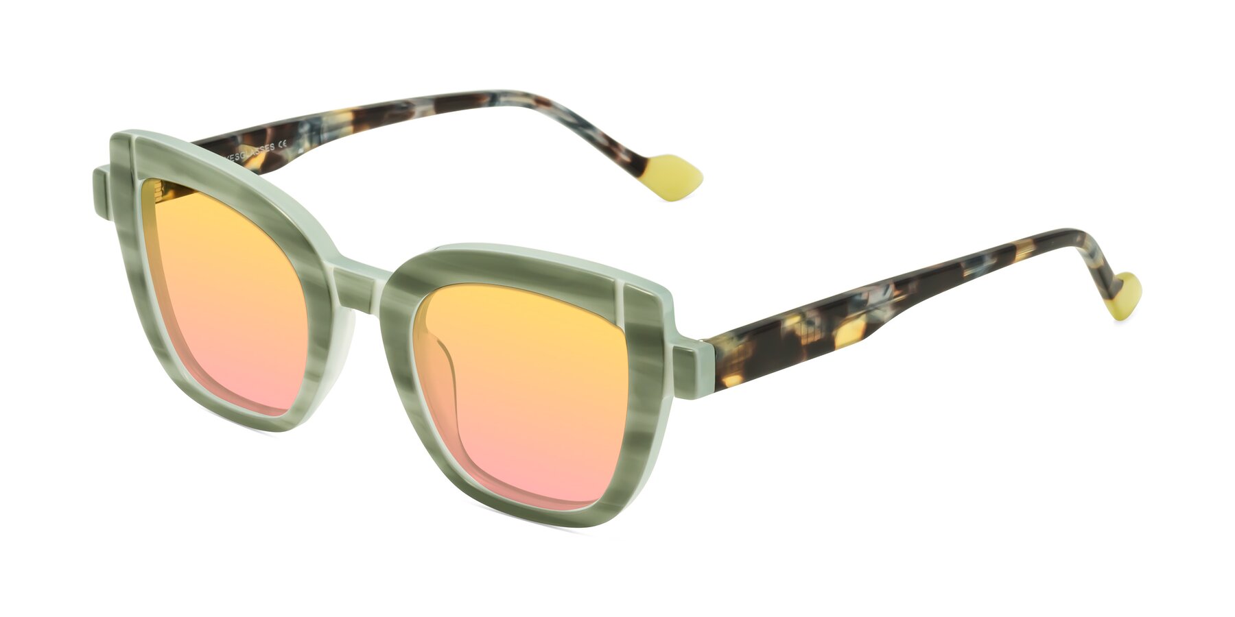 Angle of Sato in Stripe Green with Yellow / Pink Gradient Lenses